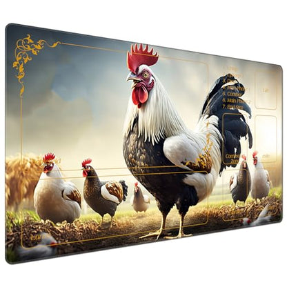DEGDFSGR Magic The Gathering Playmat 24 x 14 Inches, Animal Proud Rooster Design, Non-Slip Rubber Base, TCG/MTG/YGO/CCG/RPG/PKM Playmat, 1 Pack - color: Animal Proud Rooster, size: 24" x 14"