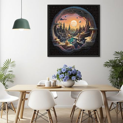 3D Visual Art Jigsaw Puzzles for Adults 1000 Pieces, Cave Alien Planet Landscape, Challenging Family Puzzle Puzzles, Great Gift Idea,Size 24x24 in - color: 3d Alien Frontier