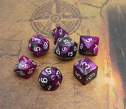 DND Dice RPG Polyhedral Dice Set for Dungeon and Dragons MTG Role Playing Games Dice Set(Purple & Silver) - color: Silver Mix Purple