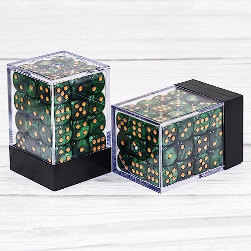 36 of Pack 12MM 6 Sided MINI Dice Set,Pearl Pattern Game Dice Set, 6 Sided Standard Dices for Yahtzee, Bunco or Teaching Math,with Portable Plastic Box(Green Pearl) - color: Green Pearl