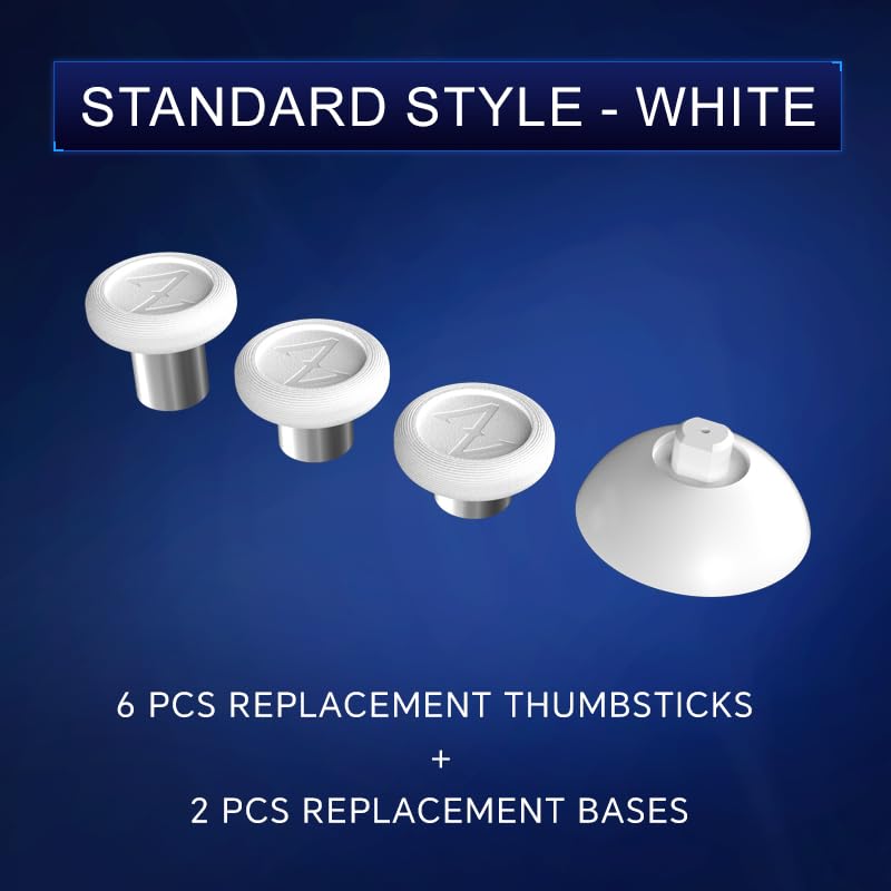 ZD Gaming C-Type Thumb Grip Replacement Kit, Standard/FPS/Arcade Joystick Caps with Replacement Bases, Non-Slip, Compatible with Xbox Series/Astro C40/8BitDo Controllers, Enhanced Precision for E-Sports Gaming & All Game Modes (Standard Style)-White - col