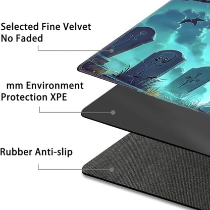 for MTG Game Playmat - 24 x 14 inches with Dices and Storage Bags, Non-Slip Base for TCG and Board Game Card Mats, Trading Card Games Mat, Ghost Elephant in The Cemetery Collectible Card Playmats - color: Jv-playmat-p7-1-h230