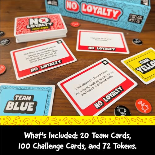 Exploding Kittens No Loyalty, 4-20 Players, Age 7+ Large Group Game | Win challenges, switch teams, betray your way to victory in a chaotic large-group game for up to 20 players. 100 Challenges