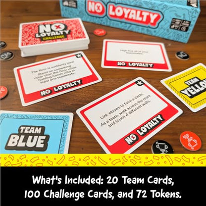 Exploding Kittens No Loyalty, 4-20 Players, Age 7+ Large Group Game | Win challenges, switch teams, betray your way to victory in a chaotic large-group game for up to 20 players. 100 Challenges