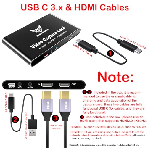 4K60Hz Capture Card 1080P240Hz VRR Passthrough PS5 Xbox | Lag-free HDR audio video recorder device with 3.5mm ports & USB 3.2 fast-charging support - size: 4K 60Hz Black
