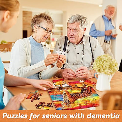 5 Packs 16 Piece Large Jigsaw Puzzles for Dementia Alzheimer’s Products Activities Alzheimer’s Puzzles Memory Cognitive Games for Elderly Seniors with 5 Storage Bags Gift for Elderly Adults Animal - style: Animal
