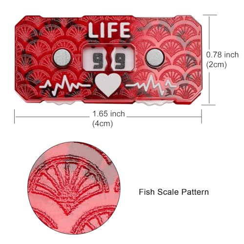 Life Counter Twin Digits Dragon Scale Pattern Designed for cEDH Game and Other MTG Dual Game Fits All TCG, CCG and LCG Made of Premium Acrylic (Red Scale) - color: Red-scale