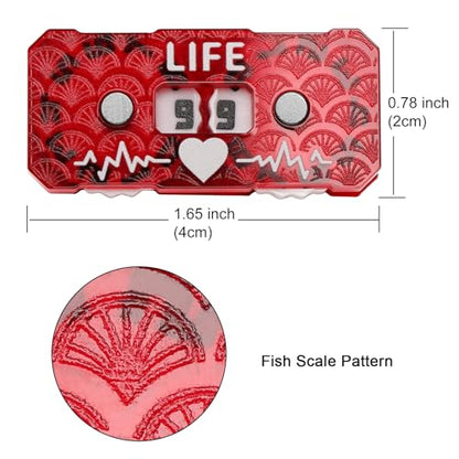 Life Counter Twin Digits Dragon Scale Pattern Designed for cEDH Game and Other MTG Dual Game Fits All TCG, CCG and LCG Made of Premium Acrylic (Red Scale) - color: Red-scale