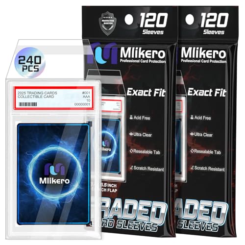 240 Pack Graded Card Sleeves, Precise Fit Slab Sleeves, Acid-Free Resealable Slab Protector Compatible with PSA Graded Slabs - size: 240 Pack
