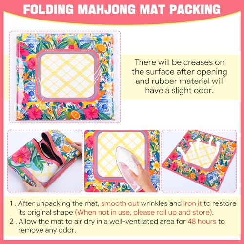 Drydiet Mahjong Mat for Table 31.5 x 31.5 Inch American Mahjong Mat with Carrying Bag, Non-Slip Noise Reduction Table Item for Family Poker Domino Board Game Night & Party Use(Yellow Lemon) - style: Yellow Lemon