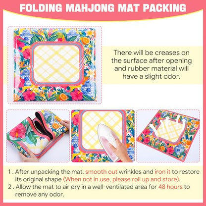 Drydiet Mahjong Mat for Table 31.5 x 31.5 Inch American Mahjong Mat with Carrying Bag, Non-Slip Noise Reduction Table Item for Family Poker Domino Board Game Night & Party Use(Yellow Lemon) - style: Yellow Lemon