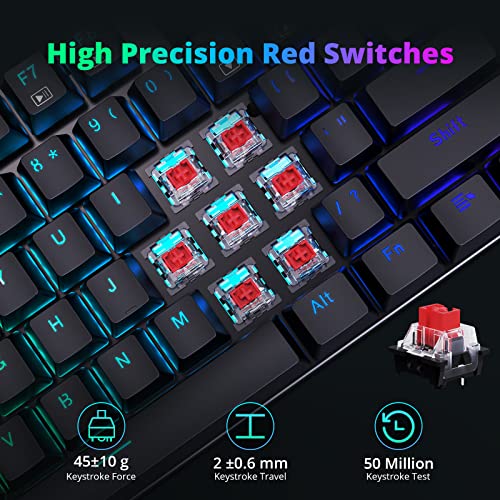 Redragon Mechanical Gaming Keyboard with Red Switches, Wired Keyboard Mechanical with RGB Backlit, Fully Progammable, Durable Aluminum Frame, Anti-Ghosting for PC Windows Mac, K565, Black - color: Navy Blue Black