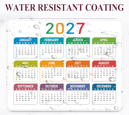 2027 White Calendar Mouse Pad, Suitable for Office and Gaming Mouse Pads | High Density Smooth Surface, Anti Slip Rubber Bottom Stable And Not Displaced, Exquisite Lock Edge Wear-Resistant And Durable - color: White Calendar