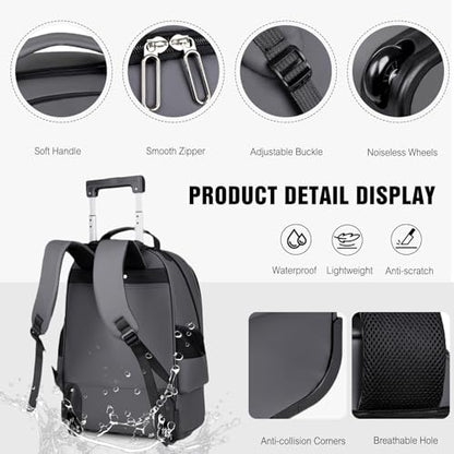 FANDARE Rolling Laptop Backpack Convertible Luggage Backpack with Wheels Travel Daypacks Multi-Functional Carry-On for Business Trip Men Lifestyle Outdoor Urban Waterproof PU Film Backpacks Blue - color: Blue