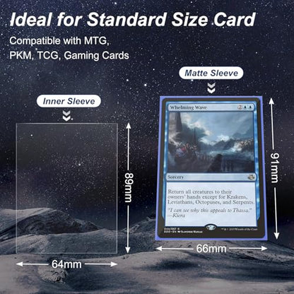 400 Pack Card Sleeves, 200 Matte Blue Trading Card Sleeve and 200 Perfect Fit Sleeves Ideal for Double-Sleeving, Compatible with MTG, TCG - color: Blue, size: 400 Pack