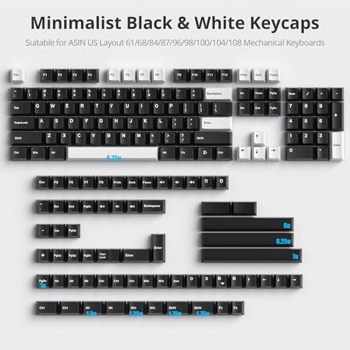 WOB Keycaps 60 Percent 168 Keys PBT Custom Gaming Keycaps Double Shot for ANSI US Layout 60% 65% 75% Mechanical Keyboard(WOB) - color: WOB black