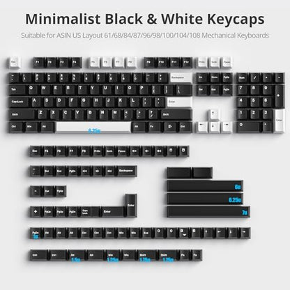 WOB Keycaps 60 Percent 168 Keys PBT Custom Gaming Keycaps Double Shot for ANSI US Layout 60% 65% 75% Mechanical Keyboard(WOB) - color: WOB black