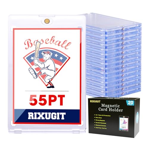 20 Pack 55pt One Touch Magnetic Card Holders for Trading Cards | UV Protection Hard Plastic Card Protectors, Magnet Case Fits Baseball, Football, Game Sports Sleeves For Storage and Display - size: 20ct 55PT Card Holder