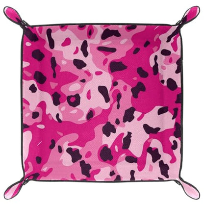 Pink Leopard Print Dice Tray Dice Rolling Tray Folding Dice Holder for Dice Games, Like RPG, DND and Other Table Games - color: Multi 12