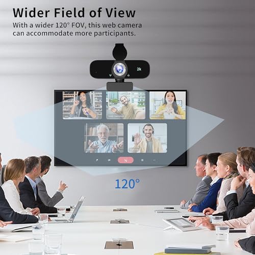 Webcam for Computer, USB Plug&Play, Auto Low Light Correction, Privacy Cover, Tripod, Wide Angle for Meeting/Online Video/Zoom, Web Cam with Microphone