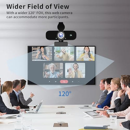Webcam for Computer, USB Plug&Play, Auto Low Light Correction, Privacy Cover, Tripod, Wide Angle for Meeting/Online Video/Zoom, Web Cam with Microphone