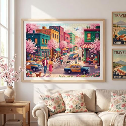 Nattork Jigsaw Puzzles 1000 Pieces for Adults, Families (Sakura Strasse) Pieces Fit Together Perfectly - color: Sakura Strasse