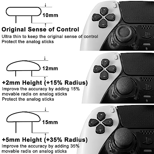 Performance Thumbstick Caps Replacement Kit for PS5 DualSense Edge Controller, Thumb Stick Grips Accessories for PlayStation 5 Pro Elite Controller (Standard Concave*2, Low Dome*2, High Dome*2, Black)