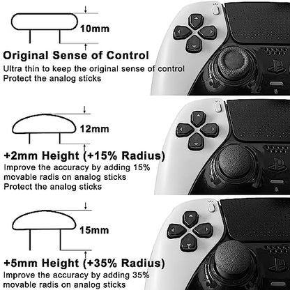 Performance Thumbstick Caps Replacement Kit for PS5 DualSense Edge Controller, Thumb Stick Grips Accessories for PlayStation 5 Pro Elite Controller (Standard Concave*2, Low Dome*2, High Dome*2, Black)