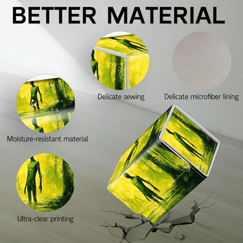 Trading Card Storage Box, Holds 100+ for MTG Cards, PU Leather with Magnetic Closure, Swamp Creature in Yellow Mist Durable Deck Box for Magic the Gathering, Trading Card Games - color: Swamp Creature in Yellow Mist