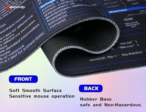 excovip Shortcuts Mouse Pad for R -Extended Large Cheat Sheet Mousepad PC Office Spreadsheet Keyboard Mouse Mat Non-Slip Stitched Edge 80x30x0.2 cm 0484 - color: for R