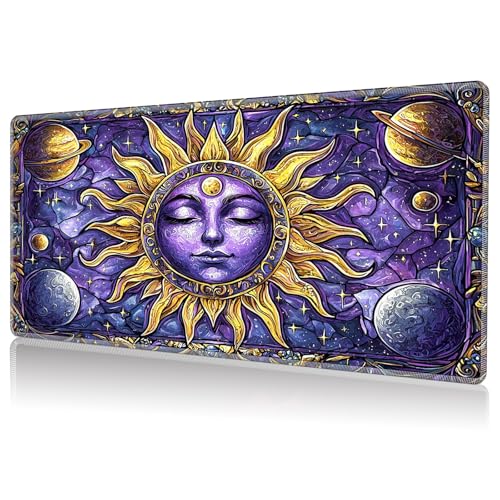 Playmat for MTG, Game Play Mat Card Game Playing 24 x 14 inches Tabletop Magic Play Mats Non-Slip Rubber Base and Stitched Mousepad Desk Mats Playmats for MTG TCG,Art Moon - color: Art Moon, size: NO Zones