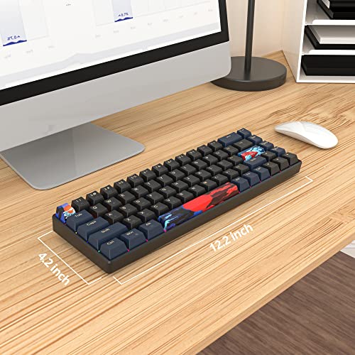 60 Percent Gaming Keyboard Mechanical with Linear Red Switch, 65% Wired Ultra-Compact Mini Keyboard Rainbow with PBT Keycaps for Ps4/Ps5/Xbox(68 Blue) - color: 68 Blue/red swicth