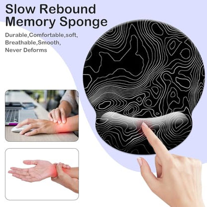 Gaming Mouse Pad Wrist Support,Ergonomic Mouse Pad with Wrist Rest,Comfortable Mousepad with Smooth Wrist Rest,Pain Relief Mouse Pads for Non-Slip Base,Computer,Laptop,Office，Home（Black Lines） - color: Black lines