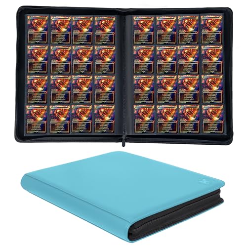 1000+ Pockets Trading Card Binder, 16-Pocket Card Ablum Compatible with MTG,Sports Cards & Other Standard Size Trading Cards (LIGHT BLUE) - color: LIGHT BLUE