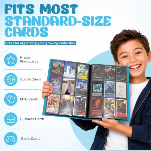 Trading Card Binder, 9 Pocket 20 Pages 360 Cards, Suitable for MTG, TCG(Sky Blue) - color: Sky Blue