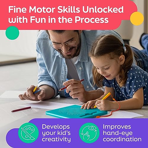 AYNAT FUN Magnetic Drawing Board for Kids & Toddlers with Beads and Magnet Stylus Pen - Magnetic Tablet Toy for Airplane & Car Ride Activities for Kids - size: Square Blue