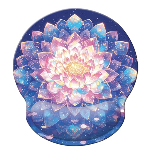 Ergonomic Memory Foam Wrist Support Mouse Pad Comfortable Padded Wrist Mousepads 9in X10in Pain Relief Desktop Mouse Mat (Beautiful Mandala Foam) - color: Beautiful Mandala Foam