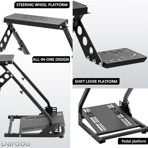Dardoo Racing Steering Wheel Stand with Shifter Lever Fit for Logitech G27 G25 G29 G920, for Thrustmaster Gaming Racing Simulator Stand Foldable Without Wheel Shifter