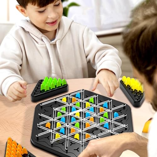 Chess Game, 2 to 4 Players Chain Chess Desktop Puzzle Interactive Game for Kids, Rubber Band Board Game for Family Funand Strategy Play
