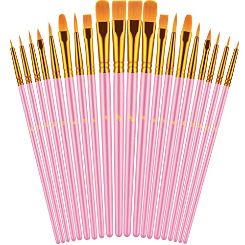 Paint Brushes Set, 20 Pcs Paint Brushes for Acrylic Painting, Oil Watercolor Acrylic Paint Brush, Artist Paintbrushes for Body Face Rock Canvas, Adult Drawing Arts Crafts Supplies, Blush - color: Blush