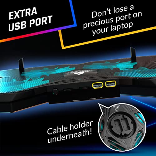 KLIM Wind Laptop Cooling Pad - More Than 500 000 Units Sold - New Version - The Most Powerful Rapid Action Cooling Fan - Laptop Stand with 4 Cooling Fans at 1200 RPM - USB Fan - PS5 PS4 - Cyan - color: Turquoise