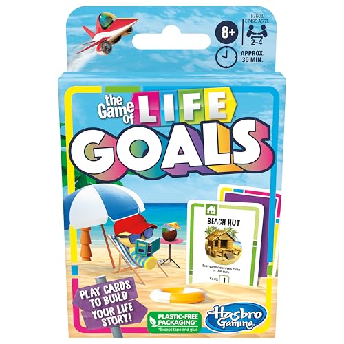 Hasbro Gaming The Game of Life Goals Card & Quick-Playing Family Game, 2-4 Players, Fun Summer Activities, Vacation Travel Essentials, Ages 8+