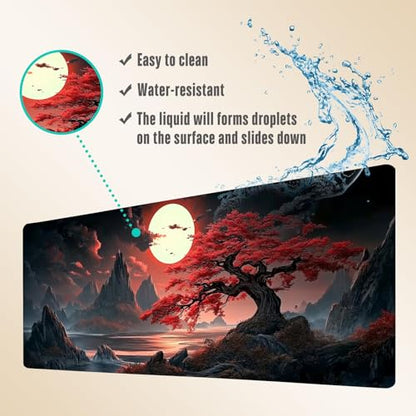 Extended Gaming Mouse Pad, Large Mouse Mat 3 mm Nature Rubber Base Mousepad with Stitched Edges, Non-Slip Desk Mat for Office Home Great Gift 31.5x11.8 Inch (Dark Canyon 2) - color: Dark Canyon 2