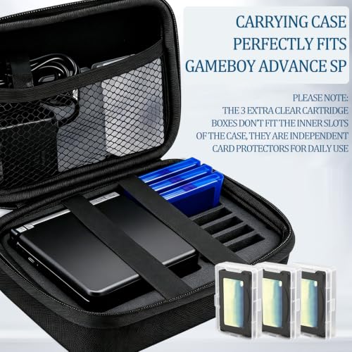 Carrying Case for Gameboy Advance SP,Game Case Holder for GBA SP Accessories,Accommodates 1 Charger,7 Game Cartridge Slots Simultaneously,Durable Portable Storage Bag for GBA SP,with 3 Cartridge Cases - style: GBA SP