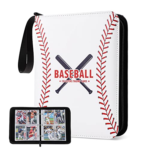 Baseball Card Binder, 440-Pocket Trading Card Holder with Sleeves | Store 440 Baseball Cards, 55 Double-Sided Sleeves, Zippered Protection, Fits Topps Cards, Gift for Collectors - size: 440 Pockets