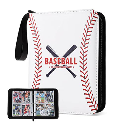 Baseball Card Binder, 440-Pocket Trading Card Holder with Sleeves | Store 440 Baseball Cards, 55 Double-Sided Sleeves, Zippered Protection, Fits Topps Cards, Gift for Collectors - size: 440 Pockets