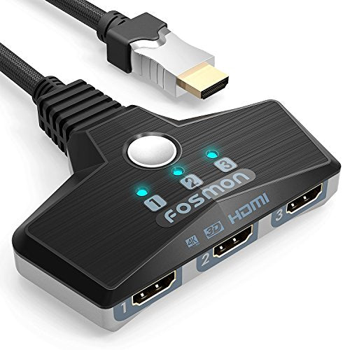 Fosmon 4K HDMI Switch 3 in 1 out 4K@60Hz, 3-Port HDMI Switcher HD 1080P 60Hz HDCP 2.2, HDMI Splitter Hub Compatible with HDTV, PS5/4, Xbox, Fire Stick - size: 4k@60Hz