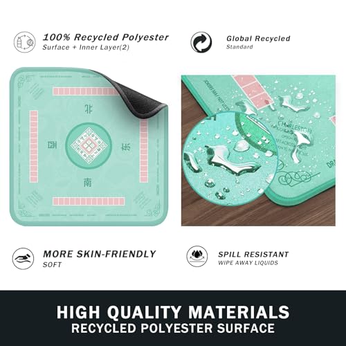 2F22E Mahjong Mat - Non-Slip Noise Reduction Gaming Mat 32.4x32.4 Inch for Mahjong/Poker/Board Games/Card Games/Dominoes (Cyan) - color: Cyan