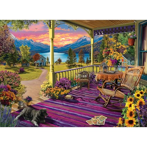 500 Piece Puzzle for Adults, Dreamy Garden Puppy Jigsaw Puzzles 500 Pieces | Lake Mountains Cabin Puzzle 500 Pieces for Adults Seniors, Funny Courtyard Jigsaw Puzzle,Toy Game Gift for Men Women - color: Lake Mountains