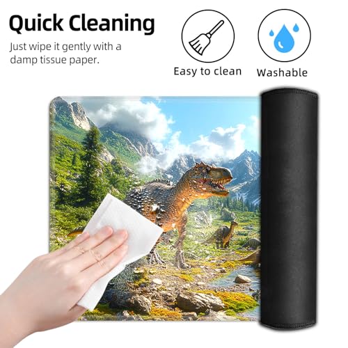 for MTG Playmat TCG Card Game Mat with Stitched Edges,Board Game Mats Non-Slip Waterproof Rubber Base 24 x 14 inch for CCG RPG DTCG Trading Card,Dinosaur Landscape River - color: Dinosaur Landscape River